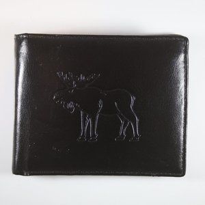 Vintage Men's Black Leather Moose Embossed Wallet